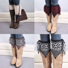 New!! Fringe Knit Boot And Ankle Cuffs. Available In All Colors Shown (Navy, Gray, Cream, Coffee And Wine). Aspen , Colorado , Western , Cowboy , Cowgirl , Southwestern , Southwest Leg Warmers Socks, Knit Boot Cuffs, Knitted Boot Cuffs, Knit Boot, Knitted Lace, Knit Boots, Fringe Sweater, Cozy Socks, Fringe Boots