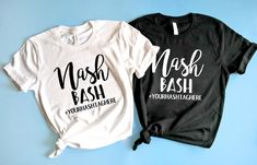 two t - shirts with the words mash bash and yonnish kahere on them