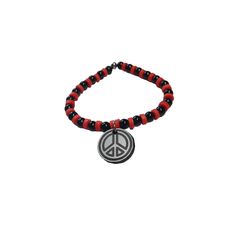 Black and red bracelet with black and silver peace sign is sure to match your personality and lifestyle.  Stretchy beaded bracelet is approximately 7.5 inches with round 6 mm black beads and red heishi clay disc beads measuring 6mm in size.  Dangle Peace Sign made of acrylic measures 19 mm.  Simple yet attractive.  Great accent piece for everyday or for your special occasion.  Could also be worn as an ankle bracelet. Perfect Valentine Day, birthdays, anniversaries, friendship and Christmas gift. Red Beaded Bracelet, Stretchy Beaded Bracelet, Red Bracelet, Red Bracelets, Wedding Jewelry Bracelets, Handcrafted Artisan Jewelry, Ankle Bracelet, Ankle Bracelets, Black And Silver