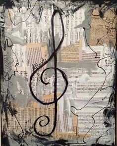 "Music teacher, Elexa, of Lexicon of Love hand creates each piece in the shop in Atlanta. \"Treble Clef\" is an original art piece inspired by Elexa's city. The wall art is a wonderful music art for a music teacher, musician, singer, or instrumentalist. This original painting shown in the pictures is on canvas and uses sheet music, vintage book pages, acrylic paints, and black sharpie. The original art canvas shown in the picture measures 8x10 inches. Elexa can recreate this painting to be any of the sizes she offers such as 9x12, 11x14, 12x16, 16x20 and 18x24. Paintings are always received in clear sealed wrapping against a hard card stock with a small artist biography card included." Treble Clef Art, Sheet Music Vintage, Musical Theater Gifts, Painting Teacher, Wedding Wall Art, Vintage Book Pages, Sheet Music Art, Theatre Gifts, Musical Gift