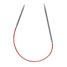 a pair of red wires connected to each other with two black pins on the end