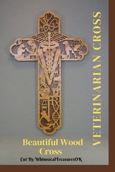 a wooden cross with the words beautiful wood cross written on it