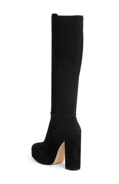 Lofted by a platform block heel and durable sole, this trend-right tall boot is the perfect choice to elevate your cold-weather ensemble. Leather upper/synthetic lining and sole Imported Knee-high Chunky Platform Heeled Boots For Winter, Winter Chunky Platform Knee-high Heeled Boots, Winter Party Heeled Boots With Lug Sole, Winter Platform Knee-high Boots With Block Heel, Knee-high Platform Boots With Lug Sole For Work, Winter Platform Boots With Reinforced Block Heel, Chic Platform Heeled Boots For Winter, Winter Platform Boots Of Medium Width, Winter Knee-high Boots With Platform And Block Heel