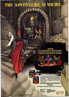 an advertisement for the adventure is yours game, with people walking up stairs and onlookers