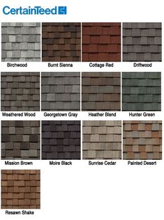 different types of roofing shingles and colors for the homeowner's house