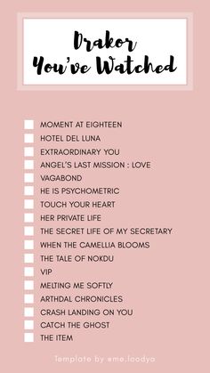 a pink poster with the words prak you've watched