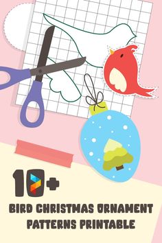 the christmas ornament pattern is shown with scissors and other crafting supplies on it