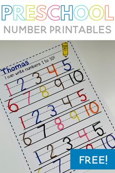 a printable worksheet for numbers to 10 with the title free preschool number printables