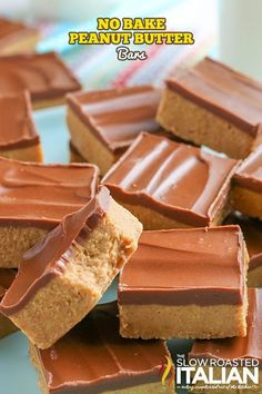 peanut butter bars stacked on top of each other