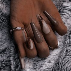 Nail Design Black Women, Nail Design Black, Brown Nail Designs, Cowboy Nails, Fall Nail Design, Nail Shapes Square, Brown Acrylic Nails, Brown Nail, Brown Nails Design