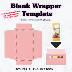 blank wrapper template for chocolate milkshake with pink background and black stamping