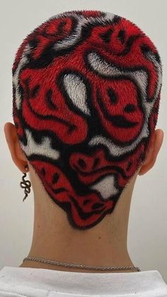 Heart Dyed Shaved Hair, Painted Buzzcut Men, Coloured Buzzcut, Colored Buzzcut Men, Buzzcut Pattern, Dyed Shaved Head, Buzz Cut Art, Painted Buzzcut