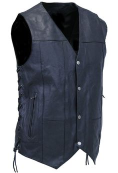 Concealed carry leather vest for men that is loaded with pockets overall. This multi-pocket concealed carry leather vest is ideal for that handy cell phone, cigarettes, lighter, pair of gloves, your security device and more. A premium cowhide leather concealed carry biker vest with some great extra features that any biker would like. A men's leather biker vest that is made of top grain premium cowhide leather with two front zip pockets. Sizes: M, L, XL, 2X, 3X. +$6 for 2X-3X. [4#] 2 YEAR WARRANT Outdoor Leather Vest With Pockets, Biker Vest With Pockets For Motorcycling, Winter Biker Vest With Pockets, Leather Biker Vest, Vest For Men, Biker Vest, Leather Travel Bag, Leather Hats, Leather Shirt