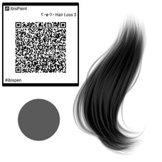 an image of long hair with grey and black highlights on it, next to a qr code