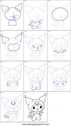 how to draw cartoon cat faces step by step