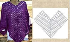 a crocheted shawl is shown with an image of the pattern on it