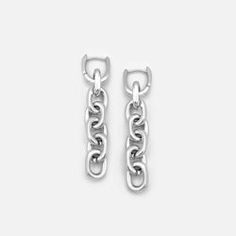 ANCOR CHAIN LINK EARRING | RARE-ROMANCE Chic Jewelry With Solid Chain Link Construction, Modern Oval Link Chain Earrings, Trendy Sterling Silver Chain Link Jewelry, Trendy Silver Chain Link Jewelry, Elegant Silver Hoop Earrings With Chain Detail, Elegant Silver Chain Hoop Earrings, Chic Silver Link Jewelry, Modern Cable Chain Drop Earrings, Modern Link Chain Earrings