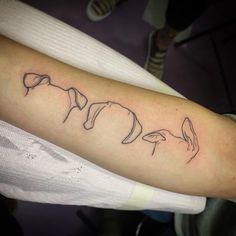 a person with a tattoo on their arm that has three different animals in the same line