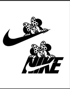 the nike logo has been designed to look like minnie mouses with polka dots on them