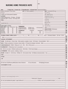 a form that has been placed on top of a paper with the words nursing home process note