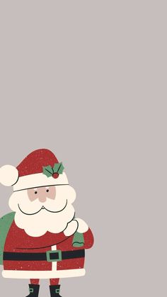 a santa clause is standing in front of a gray background