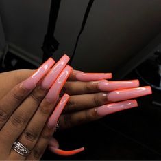 @Badgal98���💕 Long Nail Inspo Acrylic, Long Nail Ideas, Nail Inspo Acrylic, Long Nail, Pink Nail, Square Acrylic Nails, Luxury Nails