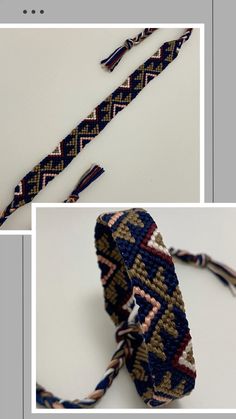 three different pictures show how to tie a necktie with beads and tassels