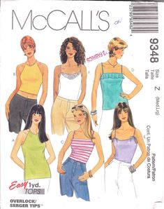 three women's tops and shorts sewing pattern, with the top in two different colors