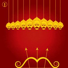 an image of a red background with gold lights hanging from it's sides and two rows of golden lamps in the middle