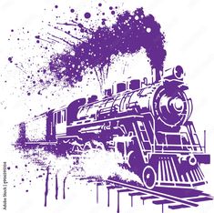 vintage train running on rails drawing torn dirty edges with paint drops Векторне зображення Stock | Adobe Stock Paint Drop, Vintage Train, Snl, Running Training, Adobe Stock, Train, Stock Photos, Paint, Running