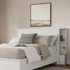 White Ash Queen Sized Wood Headboard w/ Storage | Kouva | Article Grey Room Ideas Bedroom, Shiplap Headboard, White Wood Paneling, Headboard With Shelves, Modern Headboard, Storage Headboard, Contemporary Mid Century, White Headboard, Contemporary Mid Century Modern