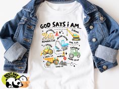 Christian Shirts For Kids, Christian Kids Shirts, I Am Shirt, Christian Shirts Designs, Bible Verse Shirt, Christian Kids, God Says, Christian Tees, Christian Shirt