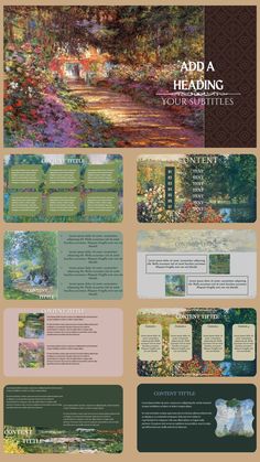 the front and back cover of a brochure with an image of a garden