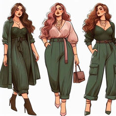 Green And Pink Outfit Ideas, Plus Size 2024 Fall Outfits, Fall Fashion Curvy Women, Cute Work Outfits Plus Size, Plus Girl Outfits, Finding Your Style Fashion, Plus Size Old Money Aesthetic, Plus Size Green Outfits, Formal Plus Size Outfits