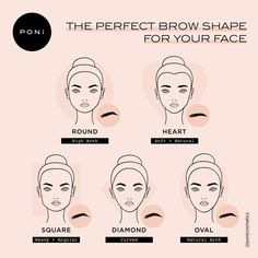 Eye Brow Shapes For Round Face, Eyebrows For Oval Face, Eyebrow For Round Face, Eyebrows For Face Shape, Heart Shaped Face, Face Shapes Guide, Perfect Eyebrow Shape, Bentuk Alis, Eyebrow Shapes