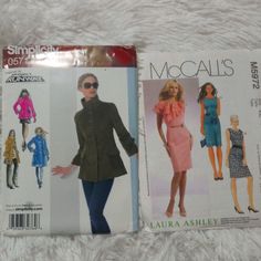 two sewing patterns for women's dresses and jackets