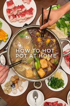 two people eating hot pot with 2 flavor broths, thinly sliced beef, various vegetables, fish balls, and tofu Asian Hot Pot Recipe, Hot Pot Recipe, Magical Transformation, Night With Friends, Foreign Food, Asian Soup, Broth Recipes, 100 Calories