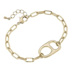 Channel your inner Sarah Cameron with this soda tab bracelet! We are loving how unique this design is, + you can’t forget to pair it with the matching Sarah Cameron Necklace. 7” adjustable chain gold plated Casual Gold Metal Jewelry, Casual Gold Jewelry With Adjustable Chain, Casual Gold Metal Chain Bracelet, Casual Gold Metal Bracelet, Casual Gold Metal Bracelets, Casual Gold Jewelry With Lobster Clasp, Casual Gold Nickel-free Jewelry, Sarah Cameron Necklace, Soda Tab Chain