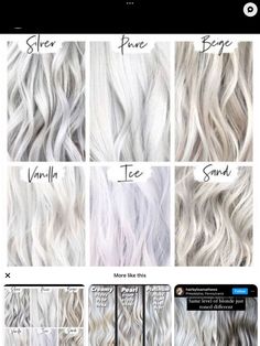 Platinum Vs Icy Blonde, Toners For White Hair, Platinum Blonde Hair Shadow Root, Icy Ash Blonde Hair Balayage, Different Types Of Blonde Hair Shades, Shades Of Platinum Blonde, Icy Ash Blonde Hair, Grey Blonde Hair Color, Bright Dimensional Blonde