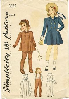 an old sewing pattern for a child's suit and hat