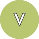 a green circle with the letter v on it