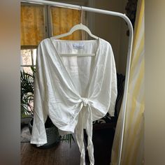 Never Worn! Low Cut Satin Style Shirt Adjustable Front Tie, Can Be Crisscrossed And Tied In The Back For An Alternative Look White Satin Shirt, Satin Style, Satin Shirt, Urban Outfitters Tops, White Satin, Clothes Outfits, Low Cut, Shirt Color, Shirt Style