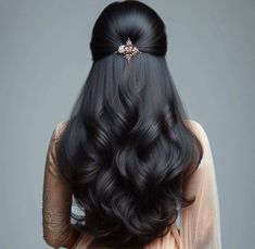 Elegant Bridal Hairstyles For Long Hair, Hair Styles Twists, Long Hair Summer Styles, Summer Long Hair, Indian Hairstyles For Saree, Long Summer Hair, Long Hair Summer, Braids Curls, Twists Braids