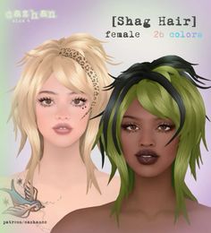 two women with green hair are shown in this image