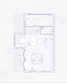 a blueprinted floor plan for a house with an open living room and dining area