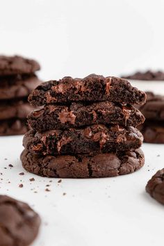 chocolate cookies stacked on top of each other