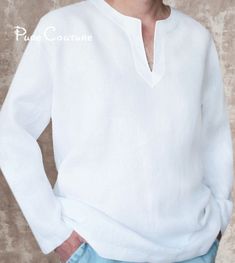 This white linen shirt is designed and made by Pure Couture atelier. It could be custom made for you individually, according to your individual SIZE and HEIGHT. #linenshirtmen #whiteshirtoutfit #whiteshirt #menlongsleevetechpacktshirt #meninlinenshirt #meninlinenshirt #whiteplainshirt #linenclothes #whiteoutfitmen #linenclothes #linenoutfit #linenrobe #whiteshirtandjeansoutfit Men White Linen Outfit, Mens White Linen Suit, White Linen Shirt Men, White Linen Outfit, White Linen Suit, Men Linen Shirt, White Linen Shirt, Linen Fashion, Linen Tee