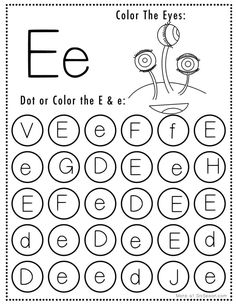 the letter e worksheet for preschool