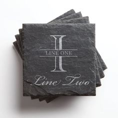 four slate coasters with the words line one on them