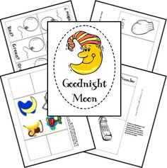 four printable cards with the words goodnight moon and a photo of a yellow rubber duck